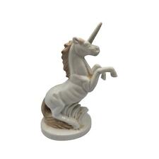 Vintage 1990s Porcelain Unicorn Figurine Cream Beige Rearing Y2K picture