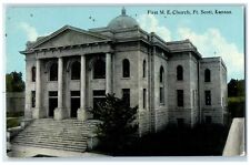 c1910 First M.E. Church Exterior Building Ft. Scott Kansas KS Vintage Postcard picture
