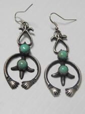 XTRA NICE NAVAJO INDIAN TURQUOISE STERLING SILVER NAJA EARRINGS - XLNT GIFT  picture