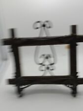 Vtg Wood Adirondack Picture Frame w/Glass Cross Corners Leaf Design 11x8.5 inch picture