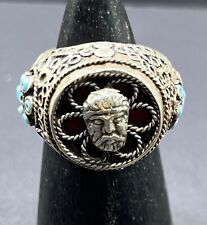 Genuine Old Central Asian Jewelries Islamic Seljuk Era Pure Sliver Ring With Fac picture