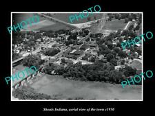 OLD LARGE HISTORIC PHOTO SHOALS INDIANA, AERIAL VIEW OF THE TOWN c1950 picture