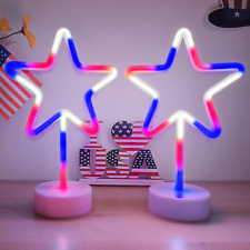 2PK Red White and Blue Star Neon Lights Outdoor/Indoor, American Star Neon Sign picture