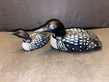 2 Wooden Loon Hand Carved and Painted Figure picture