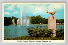 Brookfield IL-Illinois, T Roosevelt Memorial Fountain, Antique Vintage Postcard picture