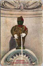 c1910s BRUSSELS Belgium MANNEKEN PIS Postcard Statue / Belgian Soldiers' Uniform picture