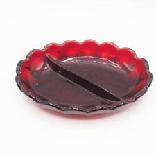 Vintage Ruby Red Glass Divided Candy Dish picture