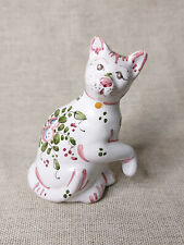 Vtg Cat Figure With Handpainted Floral Design by AB Moustiers Studio picture