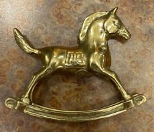 Vintage Small Brass Rocking Horse Nursery Decor Figurine Equestrian Statue picture
