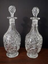 Exceptional Matching Pair Edwardian ca1920 Star Cut Crystal Decanters  picture