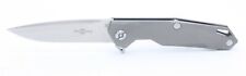 TwoSun TS21 Liner Lock Flipper Knife Gray Titanium Handle Plain D2 Blade picture