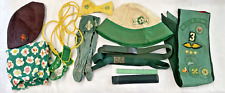 Vintage Girl Scout Lot Uniform Pieces Patches Pins Hats Belts Sash x2 picture