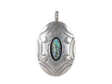 Vintage Navajo Stampwork high grade turquoise pendant picture