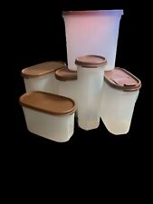 Vintage Tupperware Containers Mixed Size - Set of 6 Brown Lids picture