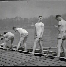 Male Crew Team Scullers on the dock 4x4, 1950s gay man's estate picture
