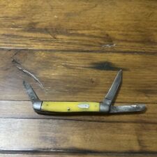 Vintage Rare Pocket Knife Robeson Shuredge 3 blade yellow handle picture