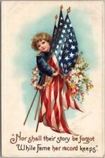c1910s Artist-Signed CLAPSADDLE Decoration Day G.A.R. Postcard Girl / U.S. Flags picture