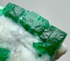 187 Carats Well Terminated Highest Green Swat Emerald Crystals On Matrix @PAK picture