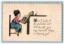 Oslo Minnesota MN Postcard Dutch Boy With Picture Frame Fall In Love 1914 Posted picture