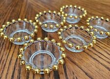 6 Candlewick Salt Dips Imperial Glass Co 2” Salt Cellars Gold Beads Vintage picture