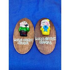 VTG Oval Mini Plaques Grandpa Grandma 3D Plastic Figurines picture