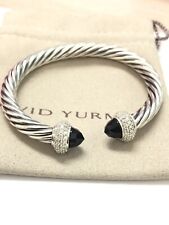 David Yurman Silver 925  7mm Cable Candy Bracelet With Black Onyx & Diamonds picture