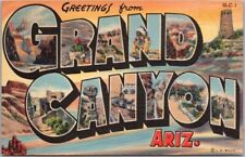 GRAND CANYON Large Letter Linen Postcard National Park Arizona 1943 *Back Damage picture