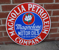 VINTAGE MAGNOLIA PORCELAIN GAS OIL SERVICE STATION ENGINE MOTOR MAGNOLENE RARE picture