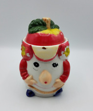 Vintage Apple Face Ceramic Cookie Canaster MCM Nobrand 6in picture
