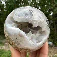 560g Natural Blue skin agate geode Quartz Sphere Crystal Ball Healing Decor picture