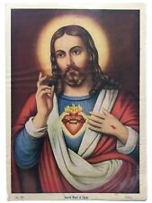 India 50's Print SACRED HEART OF JESUS CHRIST  10in x 14in (10812) picture