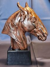 Bombay Horse Head Bust Equine Art Metal Sculpture - Heavy and Gorgeous picture