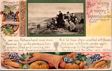 Thanksgiving Postcard Religious Pilgrims Fruits and Vegetables picture