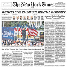 TRUMP GETS IMMUNITY SUPREME COURT JUSTICES HISTORICAL NY TIMES HARD COPY 7/2/24 picture