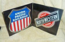 Set x 2 - Union Pacific & Northwestern Micro Scale Die Cut Embossed Metal Signs picture