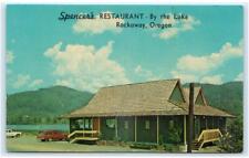 ROCKAWAY, OR Oregon ~ Roadside SPENCER'S RESTAURANT By The Lake c1960s  Postcard picture
