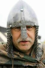 Medieval Viking Helmet Norman Nasal Chain Mail Steel Armor Helmet Cosplay Role picture