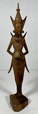 Bali Balinese Woman Sculpture Statue Flower Female Wood Hand Carved 12.5