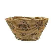 Early Northwest Coast Salish Native American Indigenous Imbricated Round Basket picture