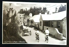 RPPC~ Road Scene~ Paget, Bermuda~ Bicycle Riders and Horse Drawn Wagon picture