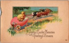 Vintage Antique Postcard Easter Anthropomorphic Bunny Egg Chick Carraige P04 picture