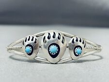 OUTSTANDING NAVAJO SLEEPING BEAUTY TURQUOISE STERLING SILVER BRACELET picture