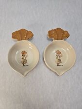 Vintage 1981 Holly Hobbie COUNTRY LIVING Stoneware Set of 2 Spoon Rest 5.5