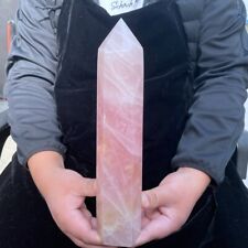 4.09lb Natural Pink Rose Quartz Obelisk Crystal Tower Wand Point Healing Decor  picture