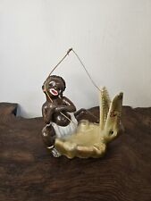Vintage 3D porcelain Ashtray with Boy Fishing and Alligator Ozarks Americana  picture