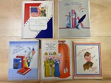 Set Of 5-Vintage WWII Era Greeting Cards With Envelopes-Unused picture
