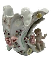 Vintage Porcelain Figurine Vase Victorian Child Flowers Fragile picture
