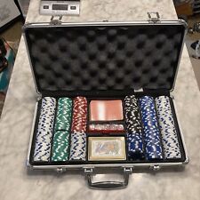 ESPN Poker Club Professional Poker Set In Carry Case 300 Chips Cards No Keys picture
