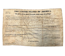 1847 Land Grant Certificate Elkhart IN Martin Van Buren 1820 Land Act Vellum picture