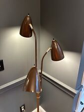 Vintage Gerald Thurston Lightolier Enamel MCM Adjustable 3 Cone Floor Lamp Brown picture